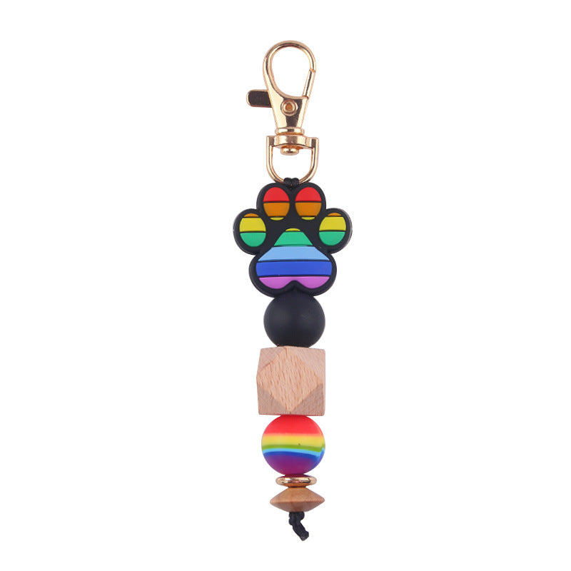 Wholesale Cartoon Dog Claws Pure Handmade Silicone Beaded Keychain